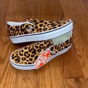 NWT CHEETAH PRINT SLIP ON VANS